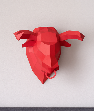 Kit PaperCraft DIY: cabeza de toro poligonal de papel 3D para montar 39x35x29, decoración de pared, manualidad creativa