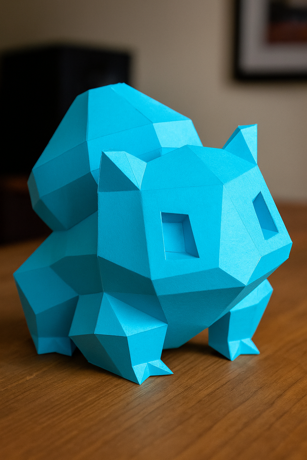 Polygonal paper Bulbasaur craft kit, 3D DIY papercraft model 23x20x19, creative cardboard decor - Mi tienda