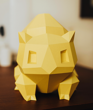 Polygonal paper Bulbasaur craft kit, 3D DIY papercraft model 23x20x19, creative cardboard decor - Mi tienda