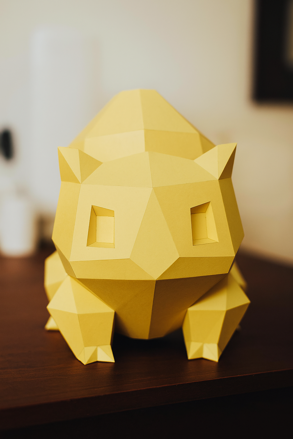 Polygonal paper Bulbasaur craft kit, 3D DIY papercraft model 23x20x19, creative cardboard decor - Mi tienda