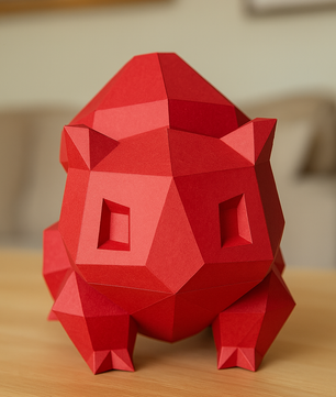 Polygonal paper Bulbasaur craft kit, 3D DIY papercraft model 23x20x19, creative cardboard decor - Mi tienda