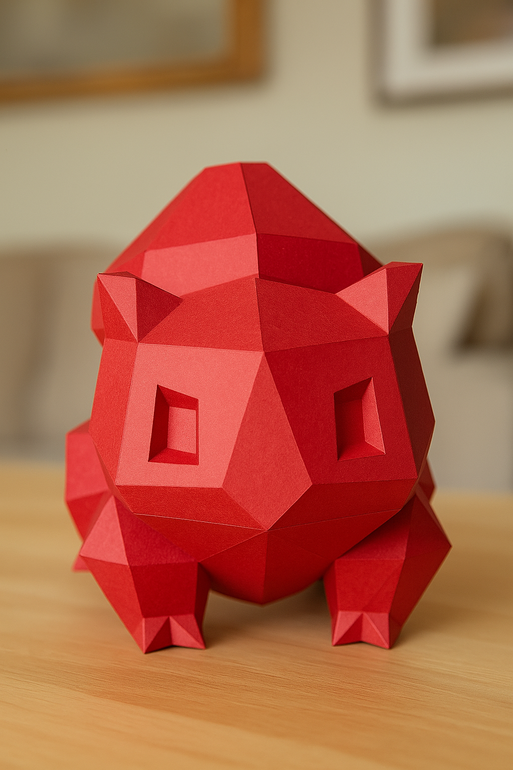 Polygonal paper Bulbasaur craft kit, 3D DIY papercraft model 23x20x19, creative cardboard decor - Mi tienda