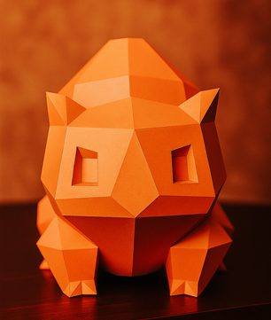 Polygonal paper Bulbasaur craft kit, 3D DIY papercraft model 23x20x19, creative cardboard decor - Mi tienda
