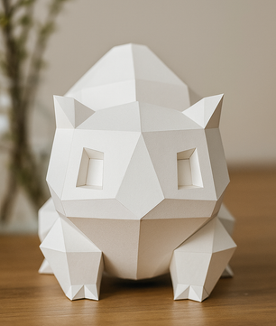 Polygonal paper Bulbasaur craft kit, 3D DIY papercraft model 23x20x19, creative cardboard decor - Mi tienda