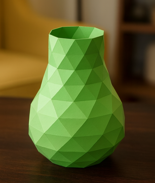 Jarrón de papel decorativo 3D 21 x 16 x 17 – recipiente poligonal para ensamblar, manualidad DIY, papel de 180 g, decoración moderna para el hogar