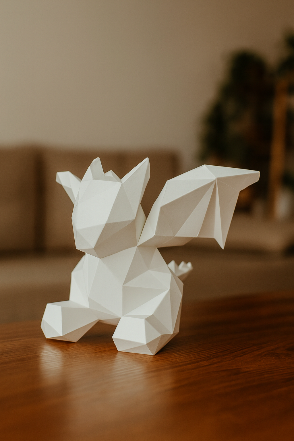 3D small polygonal paper dragon for assembly 23 x 29 x 29 – papercraft DIY kit, modern cardboard sculpture, creative geometric home decoration - Mi tienda