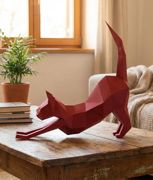 Discover our stretching cat 3D papercraft kit — a creative paper project for mindful breaks and modern home accents. This hand-assembled polygonal feline adds a quirky touch to your office - Mi tienda