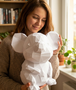 3D polygonal paper mouse for assembly 25 x 30 x 24 – decorative papercraft DIY kit, modern cardboard sculpture, geometric home decoration - Mi tienda