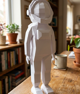 3D polygonal paper astronaut figure for assembly 51 x 18 x 14 – decorative papercraft DIY kit, modern geometric sculpture for table or shelf - Mi tienda