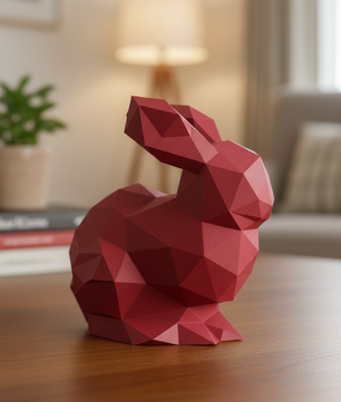 Figura constructor conejo poligonal de papel, manualidad 3D para montar 24X24X19 — PaperCraft DIY, figura de cartón para decoración del hogar