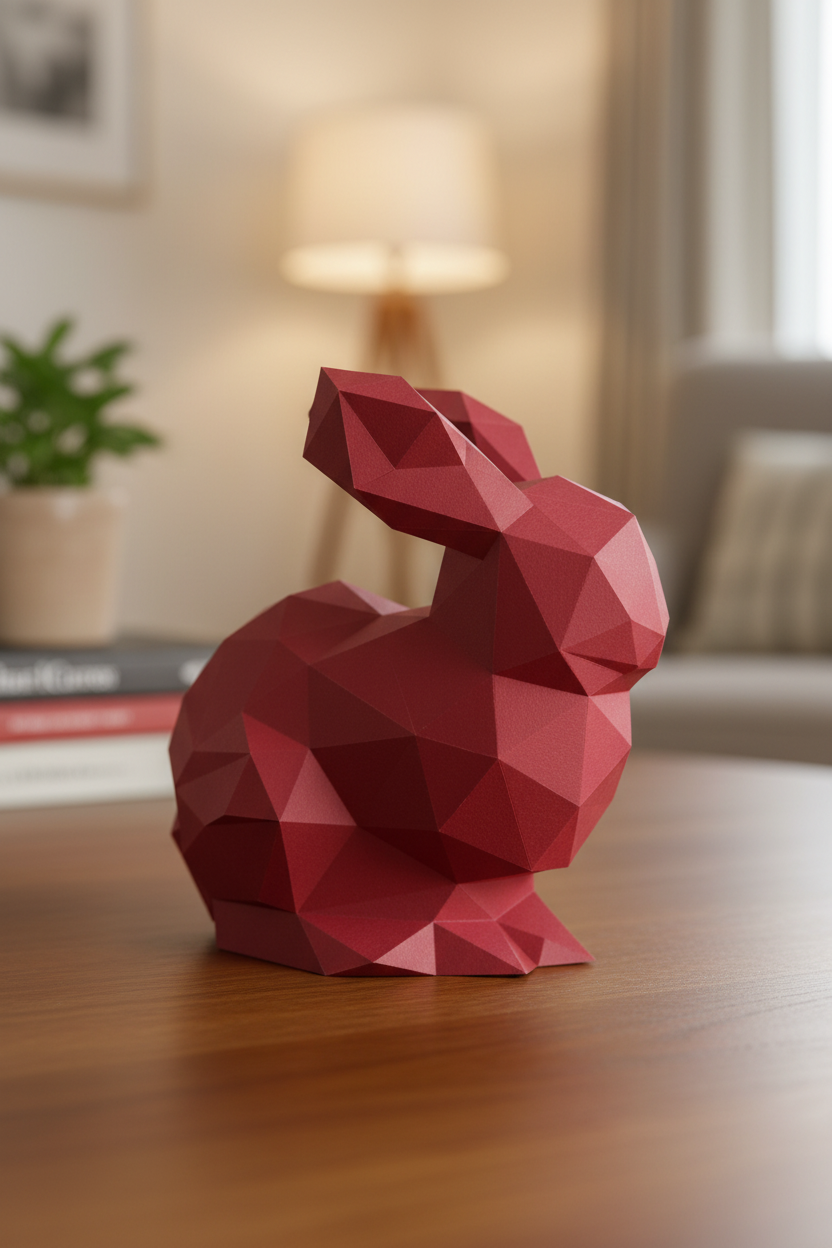Figura constructor conejo poligonal de papel, manualidad 3D para montar 24X24X19 — PaperCraft DIY, figura de cartón para decoración del hogar