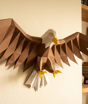 3D Eagle Wall Art Papercraft, Polygonal Bird Figure for Assembly – DIY Geometric Sculpture, Unique Home Decor for Creative Workspace - Mi tienda