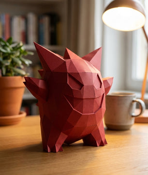 3D polygonal paper Gengar figure for assembly 27 x 33 x 32 – decorative papercraft DIY kit, modern geometric sculpture - Mi tienda