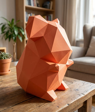 Own polygonal hamster papercraft – 3D modern geometric sculpture, 44 ready-to-fold pieces, size 30x26x20 cm, creative paper animal decor for any space - Mi tienda