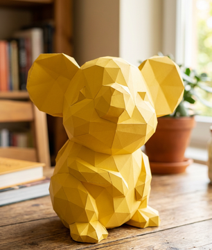 3D polygonal paper mouse for assembly 25 x 30 x 24 – decorative papercraft DIY kit, modern cardboard sculpture, geometric home decoration - Mi tienda