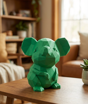 3D polygonal paper mouse for assembly 25 x 30 x 24 – decorative papercraft DIY kit, modern cardboard sculpture, geometric home decoration - Mi tienda