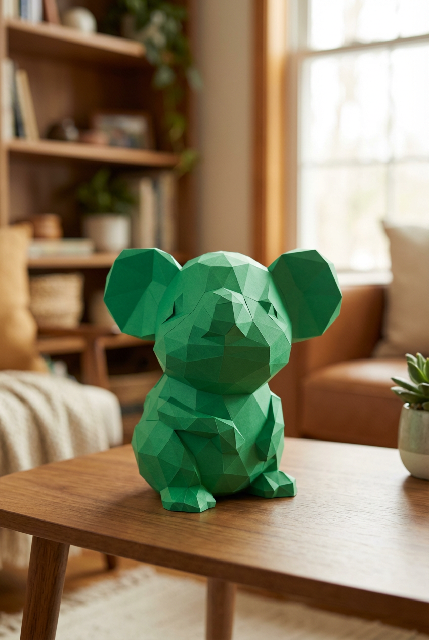 3D polygonal paper mouse for assembly 25 x 30 x 24 – decorative papercraft DIY kit, modern cardboard sculpture, geometric home decoration - Mi tienda