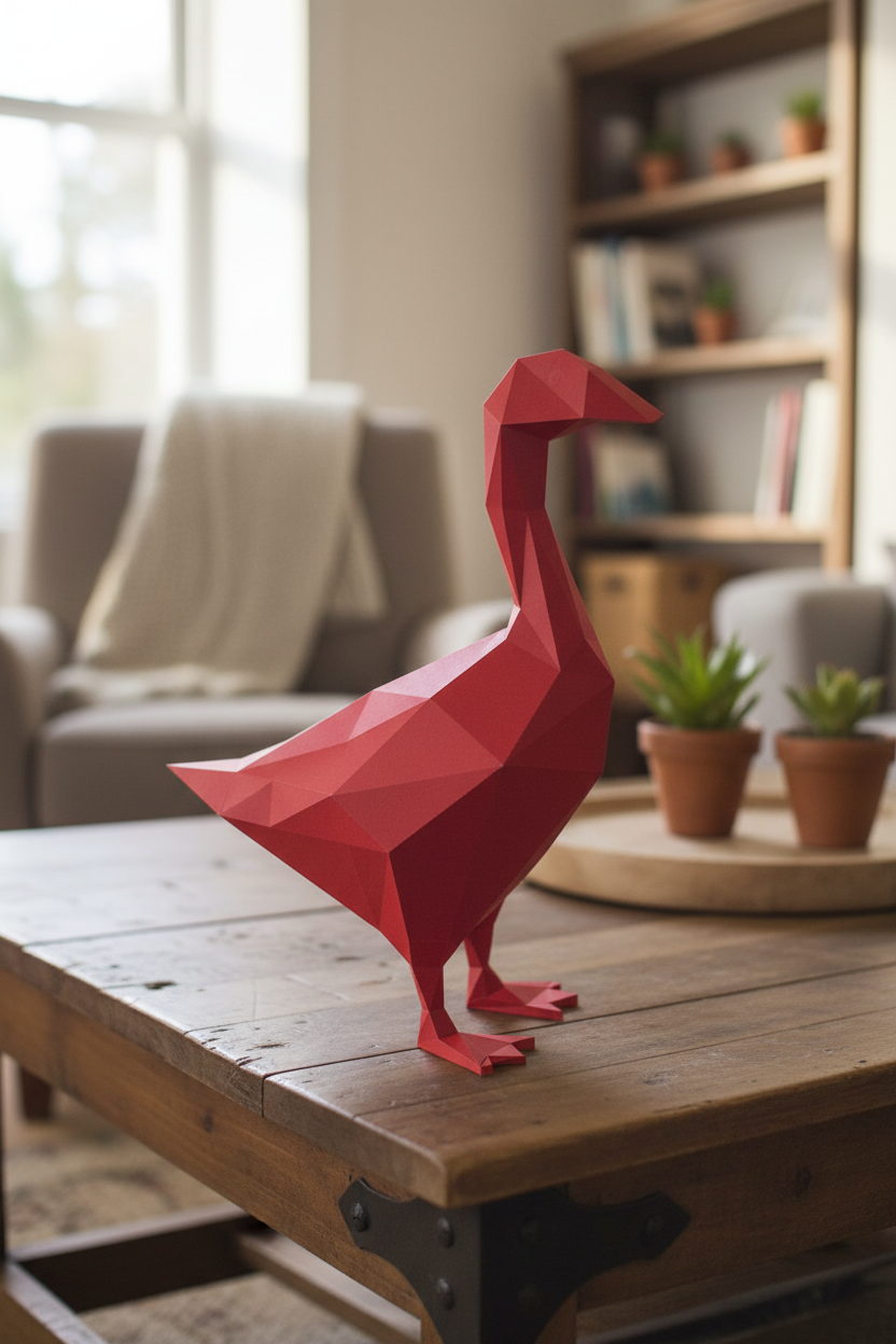 Figura constructor ganso poligonal de papel, manualidad 3D para montar 14x32x23 — PaperCraft DIY