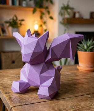 3D small polygonal paper dragon for assembly 23 x 29 x 29 – papercraft DIY kit, modern cardboard sculpture, creative geometric home decoration - Mi tienda