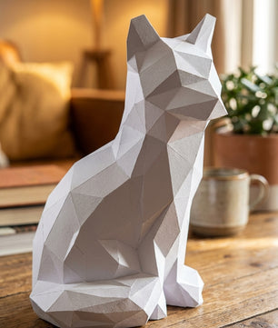 Fox polygonal paper figure for assembly 20 x 16 x 28 – papercraft DIY kit, modern cardboard sculpture, creative geometric home decoration - Mi tienda