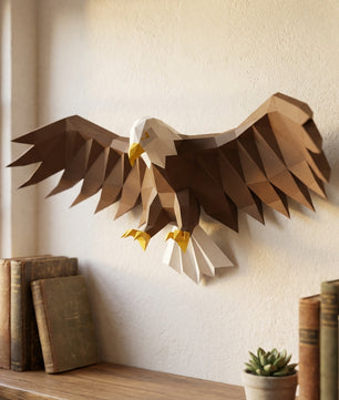 3D Eagle Wall Art Papercraft, Polygonal Bird Figure for Assembly – DIY Geometric Sculpture, Unique Home Decor for Creative Workspace - Mi tienda