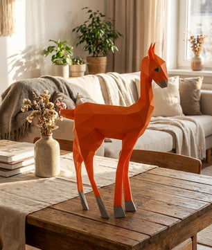 Kit DIY de papel poligonal papercraft 3D de cervatillo, 70x43x11 cm, 72 piezas – Ciervo de cartón geométrico, figura animal creativa para decoración de pared de habitación infantil