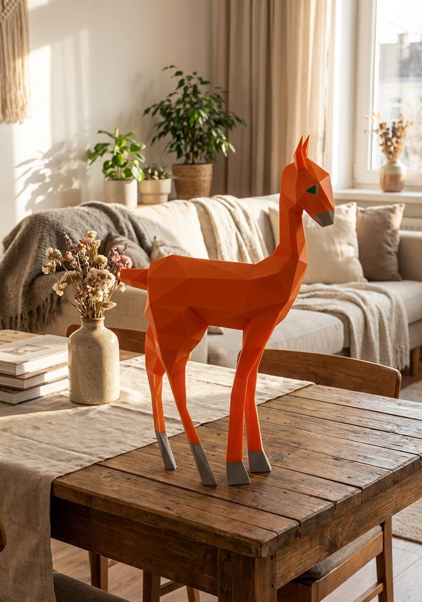 Kit DIY de papel poligonal papercraft 3D de cervatillo, 70x43x11 cm, 72 piezas – Ciervo de cartón geométrico, figura animal creativa para decoración de pared de habitación infantil