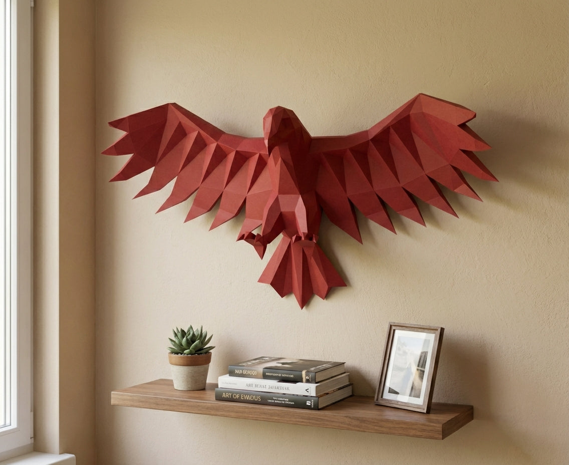 3D Eagle Wall Art Papercraft, Polygonal Bird Figure for Assembly – DIY Geometric Sculpture, Unique Home Decor for Creative Workspace - Mi tienda