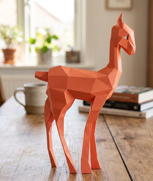 Kit DIY de papel poligonal papercraft 3D de cervatillo, 70x43x11 cm, 72 piezas – Ciervo de cartón geométrico, figura animal creativa para decoración de pared de habitación infantil