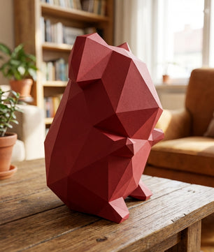 Own polygonal hamster papercraft – 3D modern geometric sculpture, 44 ready-to-fold pieces, size 30x26x20 cm, creative paper animal decor for any space - Mi tienda