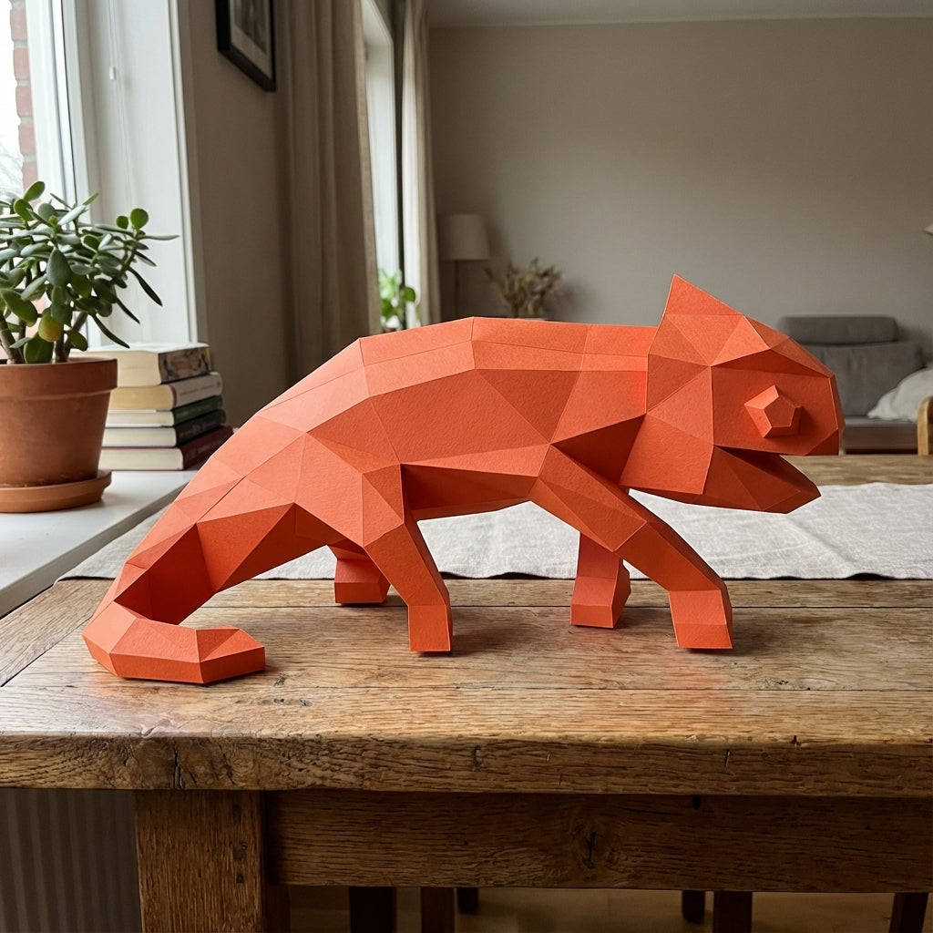 Chameleon Paper Sculpture - 34cm Large Lizard Decor - Low Poly Geometric Animal - 3D Papercraft Art - Modern Office Desk Decor - Reptile Gift - Mi tienda