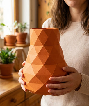 Jarrón de papel decorativo 3D 21 x 16 x 17 – recipiente poligonal para ensamblar, manualidad DIY, papel de 180 g, decoración moderna para el hogar