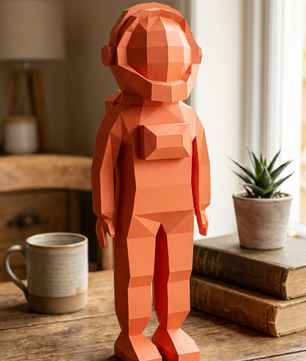 3D polygonal paper astronaut figure for assembly 51 x 18 x 14 – decorative papercraft DIY kit, modern geometric sculpture for table or shelf - Mi tienda
