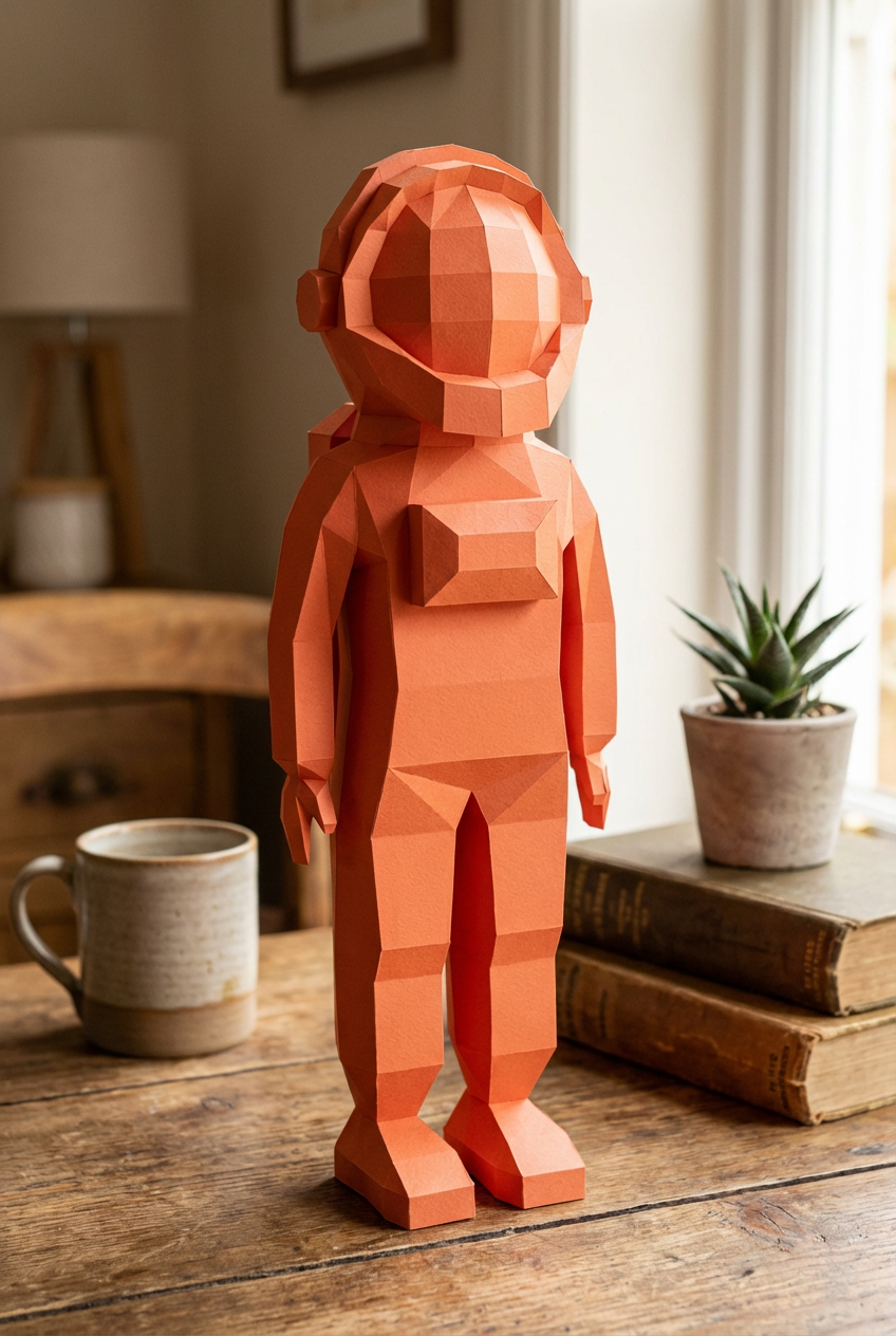 3D polygonal paper astronaut figure for assembly 51 x 18 x 14 – decorative papercraft DIY kit, modern geometric sculpture for table or shelf - Mi tienda