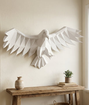 3D Eagle Wall Art Papercraft, Polygonal Bird Figure for Assembly – DIY Geometric Sculpture, Unique Home Decor for Creative Workspace - Mi tienda