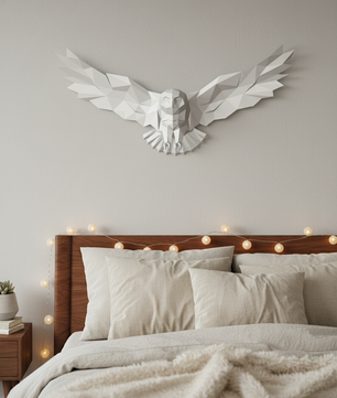 Figura decorativa: búho poligonal de papel con alas desplegadas 75x36x35, manualidades 3D para montar — PaperCraft DIY