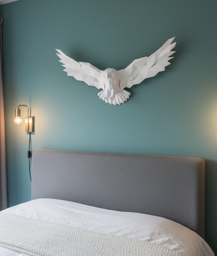 Figura decorativa: búho poligonal de papel con alas desplegadas 75x36x35, manualidades 3D para montar — PaperCraft DIY