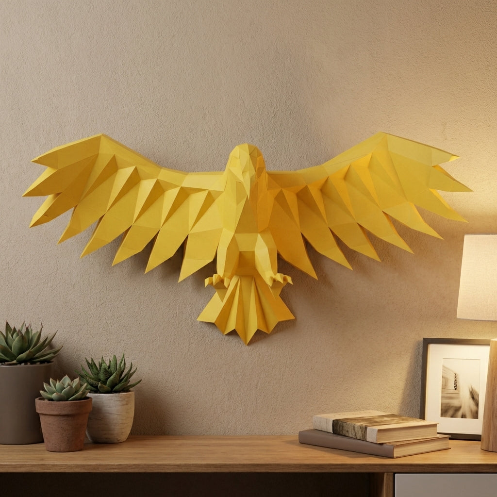 3D Eagle Wall Art Papercraft, Polygonal Bird Figure for Assembly – DIY Geometric Sculpture, Unique Home Decor for Creative Workspace - Mi tienda