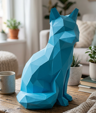 Fox polygonal paper figure for assembly 20 x 16 x 28 – papercraft DIY kit, modern cardboard sculpture, creative geometric home decoration - Mi tienda