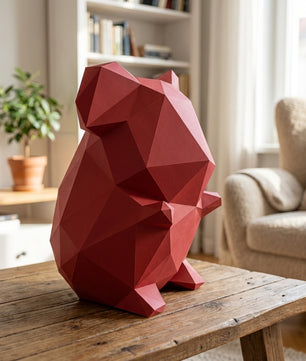 Own polygonal hamster papercraft – 3D modern geometric sculpture, 44 ready-to-fold pieces, size 30x26x20 cm, creative paper animal decor for any space - Mi tienda
