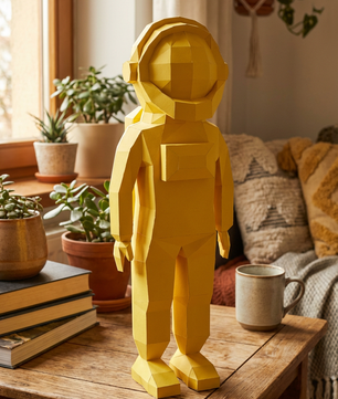 3D polygonal paper astronaut figure for assembly 51 x 18 x 14 – decorative papercraft DIY kit, modern geometric sculpture for table or shelf - Mi tienda