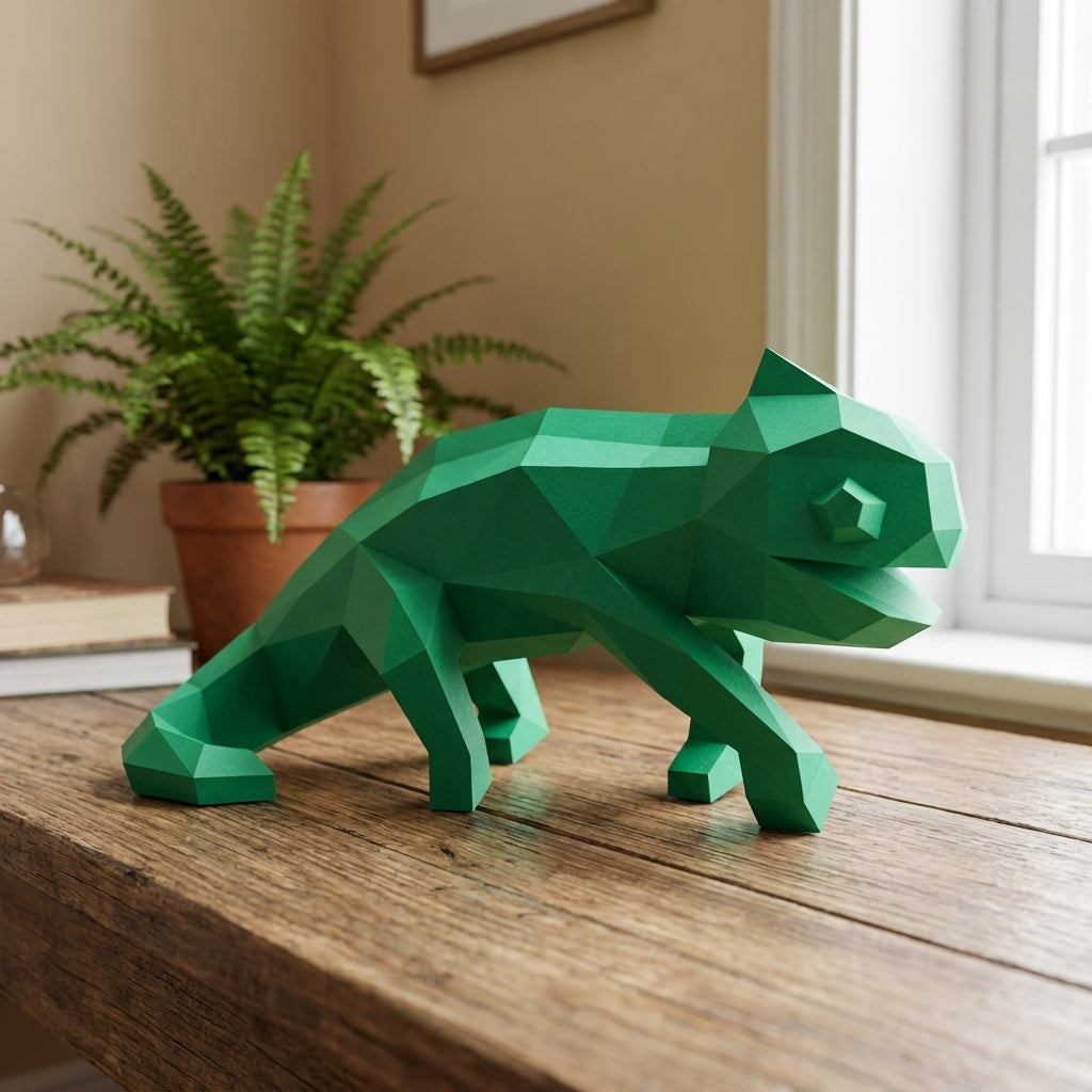 Chameleon Paper Sculpture - 34cm Large Lizard Decor - Low Poly Geometric Animal - 3D Papercraft Art - Modern Office Desk Decor - Reptile Gift - Mi tienda