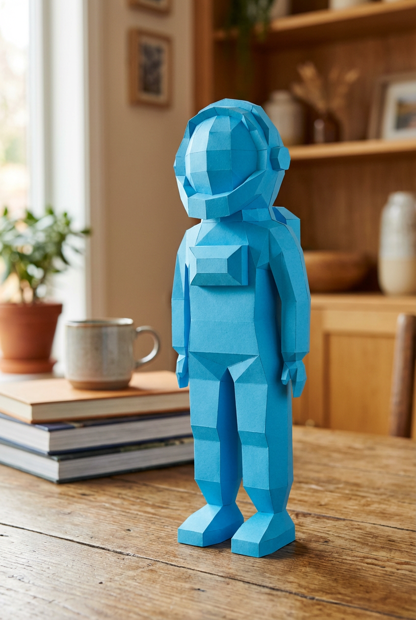 3D polygonal paper astronaut figure for assembly 51 x 18 x 14 – decorative papercraft DIY kit, modern geometric sculpture for table or shelf - Mi tienda