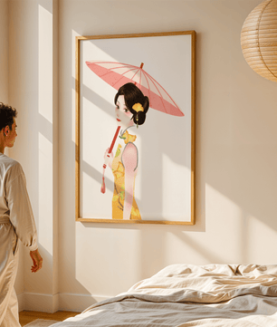 Japanese Geisha Wall Art | Oriental Minimalist Poster | Traditional Asian Decor Print - Mi tienda