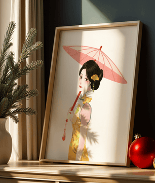 Japanese Geisha Wall Art | Oriental Minimalist Poster | Traditional Asian Decor Print - Mi tienda
