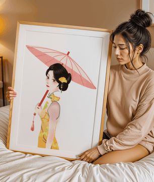 Japanese Geisha Wall Art | Oriental Minimalist Poster | Traditional Asian Decor Print - Mi tienda
