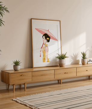 Japanese Geisha Wall Art | Oriental Minimalist Poster | Traditional Asian Decor Print - Mi tienda