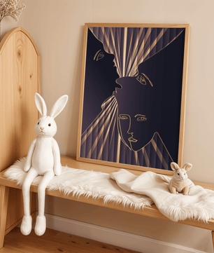 Modern Line Art Faces with Abstract Gold Accents - Mi tienda