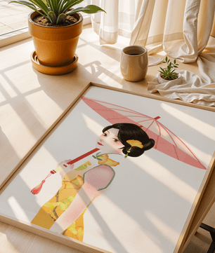 Japanese Geisha Wall Art | Oriental Minimalist Poster | Traditional Asian Decor Print - Mi tienda