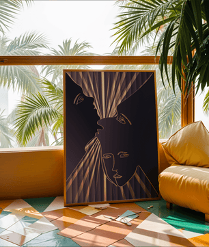 Modern Line Art Faces with Abstract Gold Accents - Mi tienda